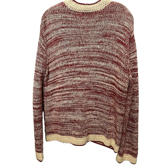 J.Jill‎ Cardigan M Women's Sweater Red Full Zip Warm Crochet Knit Cotton - Picture 6 of 6